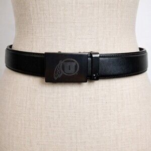 Mission Belt Men’s Leather Belt Size 45 Black University of Utah Logo Buckle